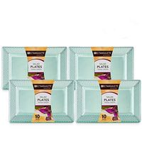 Rectangulete Hexagons Translucent Green Hard Plastic Elegant Disposable 10 Inch Rectangle Dinner Party Plates 10 Pack Trans Green Pack of 4