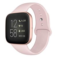 Kmasic Sport Band Compatible with Fitbit Versa/Fitbit Versa 2/Fitbit Versa Lite Edition, Soft Silicone Strap Replacement Wristband Versa Smart Fitness Watch, Large, Sand Pink