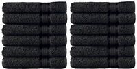 COTTON CRAFT - 12 Pack - Ultra Soft Extra Large Wash Cloths 12x12 Black - 100% Pure Ringspun Cotton - Luxurious Rayon Trim - Ideal for Daily Use - Each Towel Weighs 2 Ounces