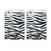 Ikee Design 200 Pcs of 6" X 9" Flat Plain Paper or Patterned Bags for Candy, Cookies, Merchandise, Party Favors, Gift Bags, Small Paper Bags with Zebra Animal Print