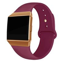 NAHAI Compatible Fit bit Ionic Bands, Soft Silicone Replacement Strap Accessory Breathable Wristbands for Fit bit Ionic Smart Watch, Large Small (Wine Red with Rose Button, Large(6.1''-8.9''))