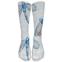 ZQSok Dragonfly Old Newspaper Below Knee Socks Men&Women Athletic Tube Stockings For Running,Hiking