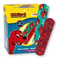 Clifford the Big Red Dog Stat Strip Bandages, 100 Count, 3/4"x3", Sterile and Latex-free