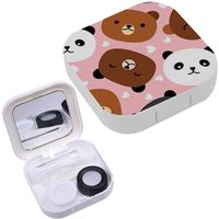 Portable Contact Lens Case Box Travel Kit Mirror + Bottle + Tweezers Container Holder [ Cartoon Cute Bear ]