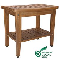 Teak Shower Bench, Teak Shower Stool, 20" Sturdy Waterproof Stool with Shelf Foot Stool & Shower Shelf for Your Bathroom. Suitable for Both Indoor and Outdoor, Nander Stool, Assembly Required