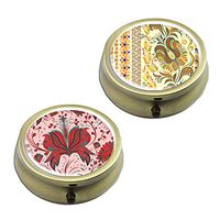 Pill Cases Set of 2 - Cheliz Compact 3 Compartment Medicine Case, Pill Box for Pocket or Purse(Flower Set2)