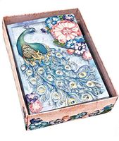 Punch Studio Window Boxed Laser Cut Lined Blank Note Cards ~ Floral Peacock 66704, 10 ct