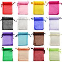 Xinqueen 24 Pcs 3.5x4 Inches Assorted Color Sheer Drawstring Organza Pouches Candy Wedding Xmas Favor Party Gift Bags
