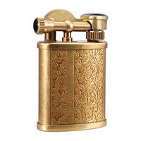 Vintage Trench Lighter,Wheel Kerosene Cigarette/Cigar/Pipe Lighter with Pure Copper,Fluid Fuel Refillable Creative Antique Brass Fire Starter,Cool Flame lighters for Collection/Decorative/Gift