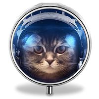 IMLONE Pill Organizer, Customized Cat Astronaut Pill Boxes with 3 Components for Purse