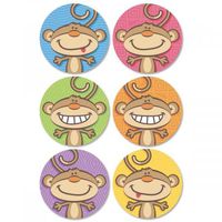 Monkey Envelope Seals - Set of 144 Self-Adhesive, Flat-Sheet, 1-1/2" Sticker Seals, By Colorful Images
