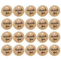 UPKOCH 200PCS Thank You Tags Round Brown Kraft Paper Tag Gift Wrapping Tags with String for Baby Shower Wedding Christmas Holiday New Year Party Gift Decorations