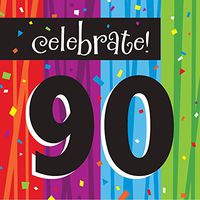 Club Pack of 192 Milestone Celebrations "Celebrate 90" Premium 3-Ply Disposable Lunch Napkins 6.5"