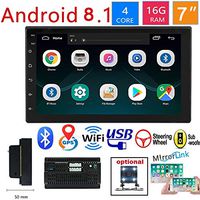WZTO Double Din Car GPS Navigation Stereo, 7 inch Quad-Core Android 8.1 Touch Screen in Dash Navigation Car Radio Video Player with Bluetooth GPS WiFi Mirror Link Multimedia(1G RAM+16G ROM)