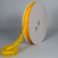 1" Elastic Organza Ruffled Ribbon, 10 Yard Roll (Yellow)