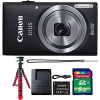 Canon IXUS 185 / ELPH 180 20MP Black Digital Camera + 8GB Memory Card + Flexible Tripod