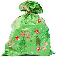 Bright Creations Jumbo Plastic Gift Sacks 6 Pack Large Christmas Gifts Bags Green - 36 x 48 Inches