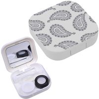 Portable Contact Lens Case Box Travel Kit Mirror + Bottle + Tweezers Container Holder [ Beautiful Paisley Cucumbers ]