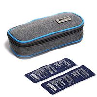 Insulin Cooler Bag Travel Case, MHKBD® Portable Medical Travel Cooler Pack Diabetic Organizer Cooling Wallet for Diabetics Medication Cool with Temperature Display and [2 Ice Packs (Black)