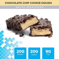 Bodybuilding Chocolate Chip Cookie Dough Signature Protein Crunch Bar | 20g Whey Protein Low Sugar | Gluten Free No Artificial Flavors | 12 Bars