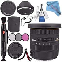 Sigma 10-20mm f/3.5 EX DC HSM Lens for Canon #202101 + 82mm 3 Piece Filter Kit + Lens Pen Cleaner + Fibercloth + Lens Capkeeper + Deluxe Cleaning Kit + Flexible Tripod Bundle