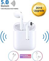 Bluetooth 5.0 Wireless Earbuds Noise Canceling Sports 3D Stereo Headphones with【24Hr Playtime】 IPX5 Waterproof, Pop-ups Auto Pairing, Built-in Binaural Mic Headset for Android/iPhone Apple Airpods