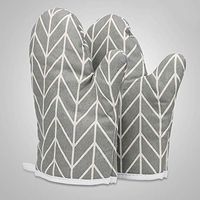 Yjdr 100% Cotton and Nice Printing Cotton Lining Oven Mitts Professional Heat Resistance Kitchen Oven Soft Cotton Gloves for Grilling Cooking Microwave BBQ Baking, with Soft Inner Lining