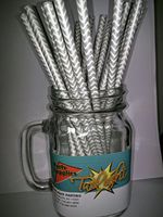 Silver Chevron Stripe, Vintage Paper Drinking Straws - 25 Ct. - Twilight Parties