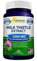 Pure Milk Thistle Supplement 1000mg - 200 Capsules, Max Strength 4X Concentrated Extract 4:1 Milk Thistle Seed Powder Herb Pills, 1000 mg Silymarin Extract for Liver Support, Cleanse, Detox & Health