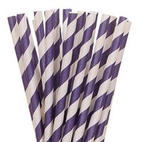 Dark Purple Striped Paper Straws (25)