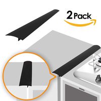Linda's Silicone Kitchen Stove Counter Gap Cover Long & Wide Gap Filler (2 Pack) Seals Spills Between Counters, Stovetops, Oven, Washer, Dryer | Heat-Resistant and Easy Clean (25 Inches, Black)