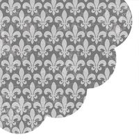Round Paper Napkins Fleur De Lis Grey