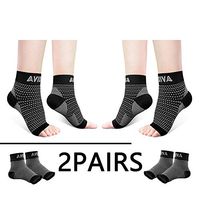 AVIDDA Ankle Brace for Men Women 2 Pairs Plantar Fasciitis Socks with Arch Support Compression Foot Sleeve for Achilles Tendon Support Sprained Ankle Swelling Flat Feet Black M