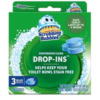 Scrubbing Bubbles Continuous Clean Drop-Ins Toilet Cleaner Tablet, Repels Tough Hard Water and Limescale Stains, Blue Discs, 3ct, 4.23 oz