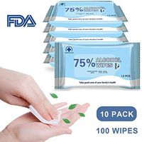 Alcohol Disinfectant Wipes 75% Alcohol Wet Wipes, Large Portable Hand Alcohol Wipes Disposable Sterilization Wipes for Antiseptic Skin Cleaning Care,FDA Certified(10Packs,100Wipes)