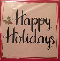 Happy Holidays Embossed Note Cards and Envelopes- 12 Blank Note Cards and Tan Envelopes- 5 x 5 inches