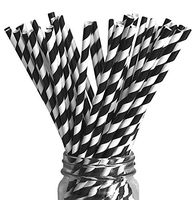 Premium Paper Drinking Straws for Holiday, Anniversary, Birthday, Graduation, Wedding, Bridal & Baby Parties. 100% Biodegradable Vintage, Retro and Fun Paper Straws. Pack of 50. (black swirl)