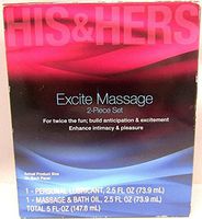 His & Hers Excite Massage - 2 pc set - 1 Lubricant 1 Massage & Bath Oil