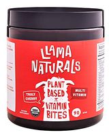 Llama Naturals Plant Based Vitamin Bites (Adults); Organic; No Added Sugar, Sweeteners or Synthetics; Vegan Multivitamin Gummy (C, D3, B12, Folate & More); 90 Real Fruit Bites (30 Days) (Cherry)