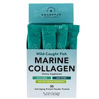 Amandean Marine Collagen Peptides Stick Packs | Wild-Caught Fish | 30 Single Use Individual Convenience Packets | Anti-Aging, Paleo Friendly, Non-GMO, Zero Carbs, Unflavored, High Bioavailability Mix