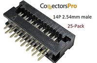 Connectors Pro 25-Pack IDC 2X7 14 Pins Male 2.54mm 0.1" Pitch Dual Row Plugs for 1.27mm 0.05" Spacing Flat Ribbon Cable, FD 14P 25-PK