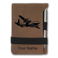 Mini Notepad, Cargo Airplane, Personalized Engraving Included (Dark Brown)
