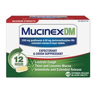 Cough Suppressant and Expectorant, Mucinex DM Maximum Strength 12 Hr Relief Tablets, 42ct, 1200 mg, Thins & loosens Mucus That Causes Chest Congestion (Pack of 4)