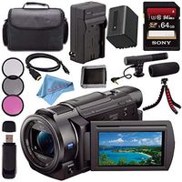 Sony FDR-AX33 FDRAX33 4K Ultra HD Handycam Camcorder + Rechargable Li-Ion Battery + Charger + Sony 128GB SDXC Card + Carrying Case + Flexible Tripod + HDMI Cable + Card Reader + Fibercloth Bundle