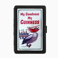Perfection In Style Black Color Metal Cigarette Case D-023 My Goodness My Guinness Beer Pelican Retro Vintage