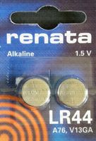 2xTwo (2) X Renata LR44 76A AG13 157 V13GA RW82 Alkaline Calculator / Watch / Key / Gadget Battery 1.5v Blister Packed Quality