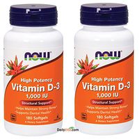 Now Foods Vitamin D3 1000 IU - 360 softgels (Pack of 2)