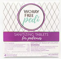Worry Free Pedi sanitizing tablets for pedicure, help prevent toenail fungus, athletes foot, foot odor and dry cracked feet.