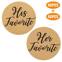 Original Design 96PCS His Favorite & Her Favorite Wedding Stickers, Round Sealing Labels for Invitation Envelopes for Wedding, Baby Shower, Party Supplies (Kraft Paper)