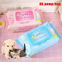 MoO1deer 80Pcs Safety Cleaning Wet Wipes Pet Dogs Cat Wet Tissue Wipes Cleaning Napkin Stain Remover Towelette Pink 80pcs